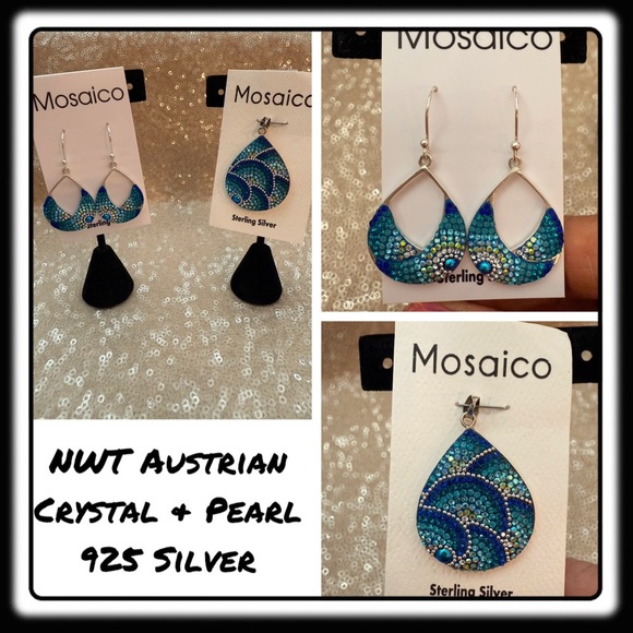 NWT Mosaico Austrian Crystal & Pearl necklace, and earrings 💕💕new line! - Picture 1 of 10